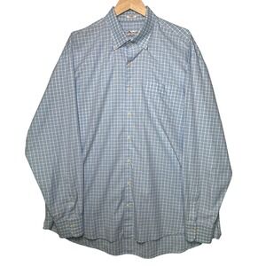 Peter Millar Mens XXL Button Down Shirt Blue Pink Plaid Check Long Sleeve Cotton